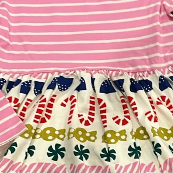 Hanna Andersson Stocking Sweets Pink Striped Dress Holiday Mixie NWT 8 - Picture 5 of 5